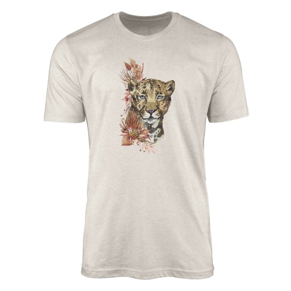 Paul Sinus Art Herren Shirt 100% gekämmte Bio-Baumwolle T-Shirt Aquarell Jaguar Motiv Nachhaltig Ökomode aus erneu