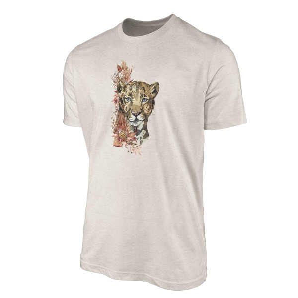 Paul Sinus Art Herren Shirt 100% gekämmte Bio-Baumwolle T-Shirt Aquarell Jaguar Motiv Nachhaltig Ökomode aus erneu Super Sparpreis