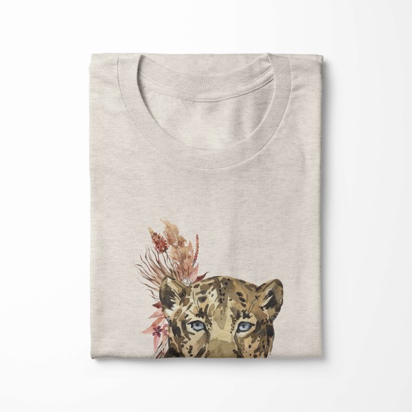 Paul Sinus Art Herren Shirt 100% gekämmte Bio-Baumwolle T-Shirt Aquarell Jaguar Motiv Nachhaltig Ökomode aus erneu Super Sparpreis