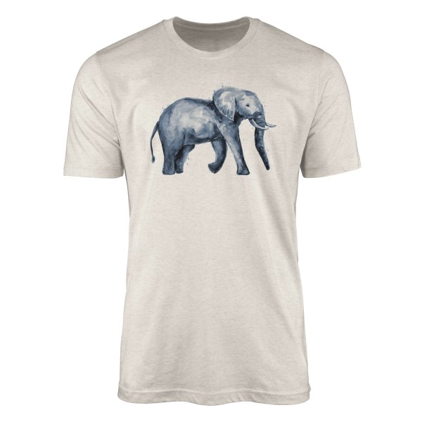 Paul Sinus Art Herren Shirt 100% gekämmte Bio-Baumwolle T-Shirt Aquarell Elefant Motiv Nachhaltig Ökomode aus erne