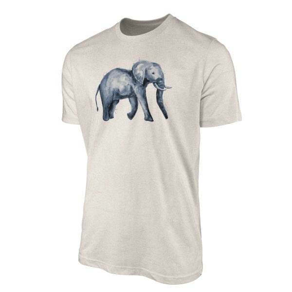 Paul Sinus Art Herren Shirt 100% gekämmte Bio-Baumwolle T-Shirt Aquarell Elefant Motiv Nachhaltig Ökomode aus erne Wochenangebot