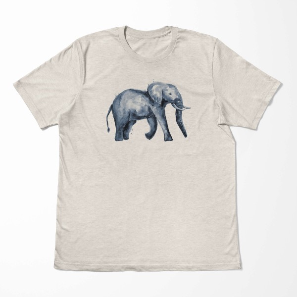 Paul Sinus Art Herren Shirt 100% gekämmte Bio-Baumwolle T-Shirt Aquarell Elefant Motiv Nachhaltig Ökomode aus erne Wochenangebot