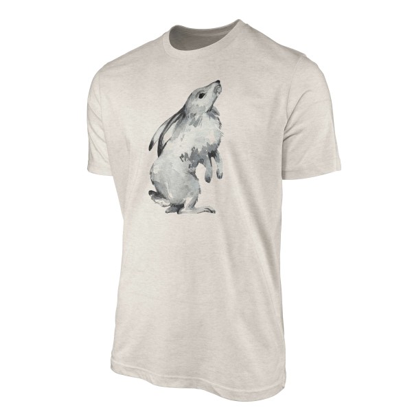 Paul Sinus Art Herren Shirt 100% gekämmte Bio-Baumwolle T-Shirt Aquarell Hase Motiv Nachhaltig Ökomode aus erneuer Letzte 3 Tage