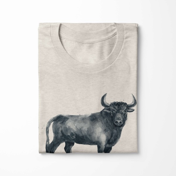 Paul Sinus Art Herren Shirt 100% gekämmte Bio-Baumwolle T-Shirt Aquarell Stier Bulle Motiv Nachhaltig Ökomode aus JETZT KAUFEN