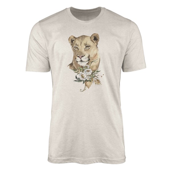 Paul Sinus Art Herren Shirt 100% gekämmte Bio-Baumwolle T-Shirt Aquarell Löwin Porträt Motiv Nachhaltig Ökomode au