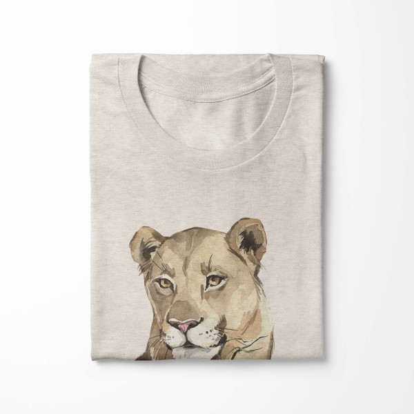Paul Sinus Art Herren Shirt 100% gekämmte Bio-Baumwolle T-Shirt Aquarell Löwin Porträt Motiv Nachhaltig Ökomode au Neueste Stile