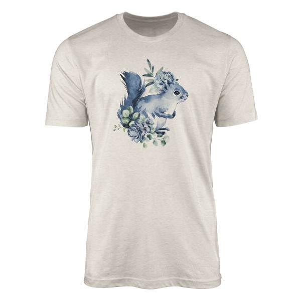 Paul Sinus Art Herren Shirt 100% gekämmte Bio-Baumwolle T-Shirt Aquarell Eichhörnchen Motiv Nachhaltig Ökomode aus Letzte 2 Tage