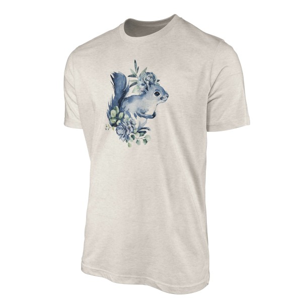Paul Sinus Art Herren Shirt 100% gekämmte Bio-Baumwolle T-Shirt Aquarell Eichhörnchen Motiv Nachhaltig Ökomode aus Letzte 2 Tage