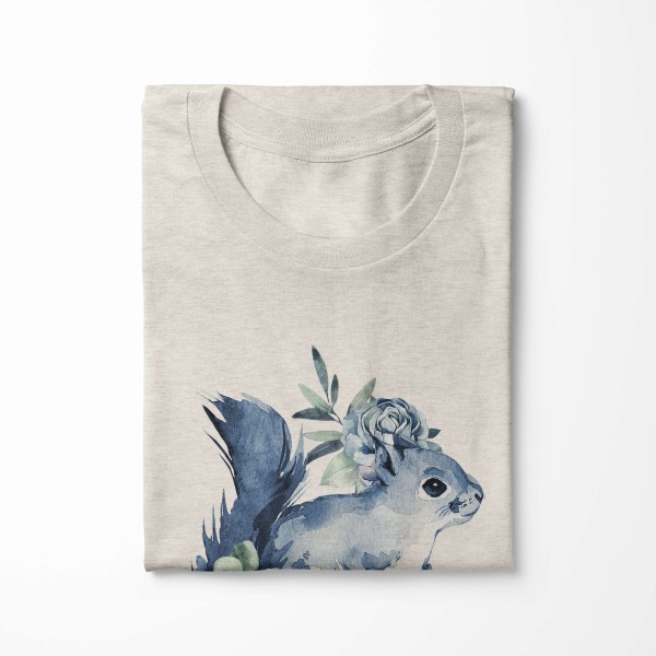 Paul Sinus Art Herren Shirt 100% gekämmte Bio-Baumwolle T-Shirt Aquarell Eichhörnchen Motiv Nachhaltig Ökomode aus Letzte 2 Tage