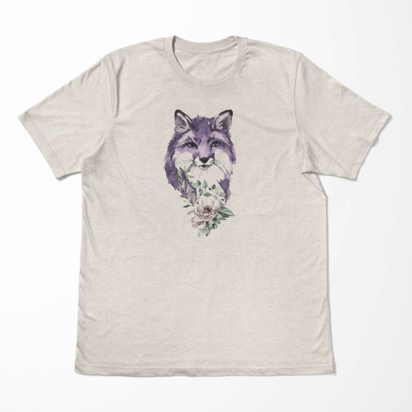 Paul Sinus Art Herren Shirt 100% gekämmte Bio-Baumwolle T-Shirt Aquarell Fuchs Blume Motiv Nachhaltig Ökomode aus Zeitbegrenzte Promotion