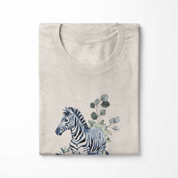 Paul Sinus Art Herren Shirt 100% gekämmte Bio-Baumwolle T-Shirt Aquarell Zebra Blumen Motiv Nachhaltig Ökomode aus Bis zu 50% Rabatt
