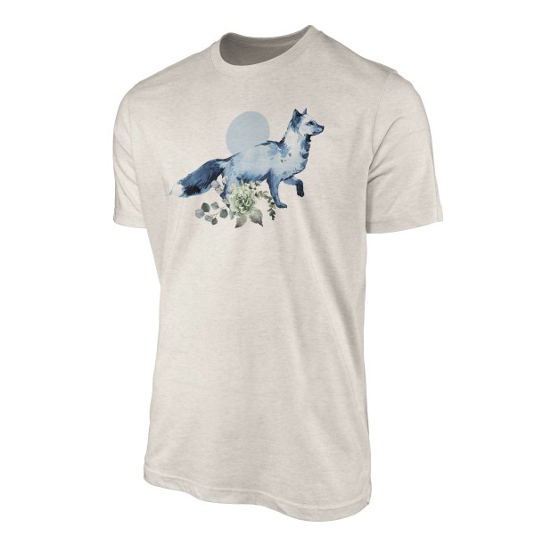 Paul Sinus Art Herren Shirt 100% gekämmte Bio-Baumwolle T-Shirt Aquarell Fuchs Blumen Mond Motiv Nachhaltig Ökomod Bis zu 60% Rabatt