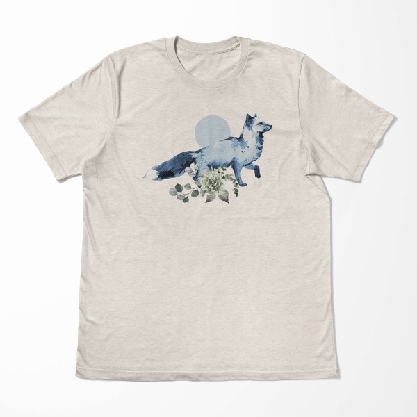 Paul Sinus Art Herren Shirt 100% gekämmte Bio-Baumwolle T-Shirt Aquarell Fuchs Blumen Mond Motiv Nachhaltig Ökomod Bis zu 60% Rabatt