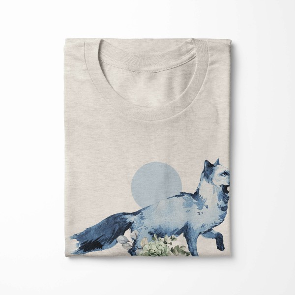 Paul Sinus Art Herren Shirt 100% gekämmte Bio-Baumwolle T-Shirt Aquarell Fuchs Blumen Mond Motiv Nachhaltig Ökomod Bis zu 60% Rabatt
