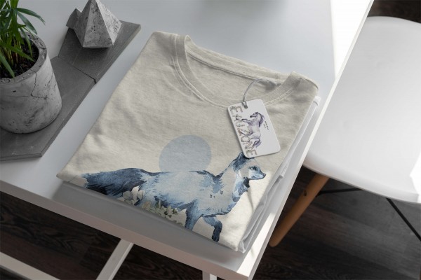 Paul Sinus Art Herren Shirt 100% gekämmte Bio-Baumwolle T-Shirt Aquarell Fuchs Blumen Mond Motiv Nachhaltig Ökomod Bis zu 60% Rabatt