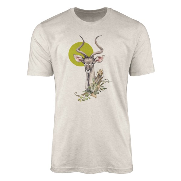 Paul Sinus Art Herren Shirt 100% gekämmte Bio-Baumwolle T-Shirt Aquarell Antilope Motiv Nachhaltig Ökomode aus ern