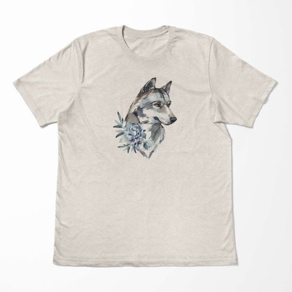 Paul Sinus Art Herren Shirt 100% gekämmte Bio-Baumwolle T-Shirt Aquarell Wolf Motiv Nachhaltig Ökomode aus erneuer Sonderangebot der Fabrik
