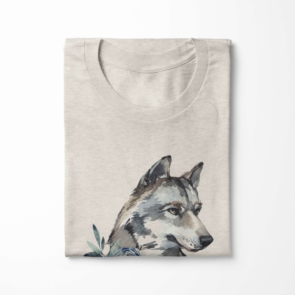 Paul Sinus Art Herren Shirt 100% gekämmte Bio-Baumwolle T-Shirt Aquarell Wolf Motiv Nachhaltig Ökomode aus erneuer Sonderangebot der Fabrik