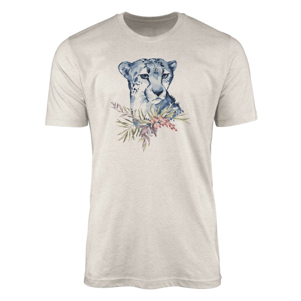 Paul Sinus Art Herren Shirt 100% gekämmte Bio-Baumwolle T-Shirt Aquarell Gepard Motiv Nachhaltig Ökomode aus erneu