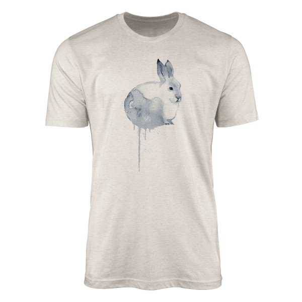 Paul Sinus Art Herren Shirt 100% gekämmte Bio-Baumwolle T-Shirt Aquarell Schneehase Motiv Nachhaltig Ökomode aus e