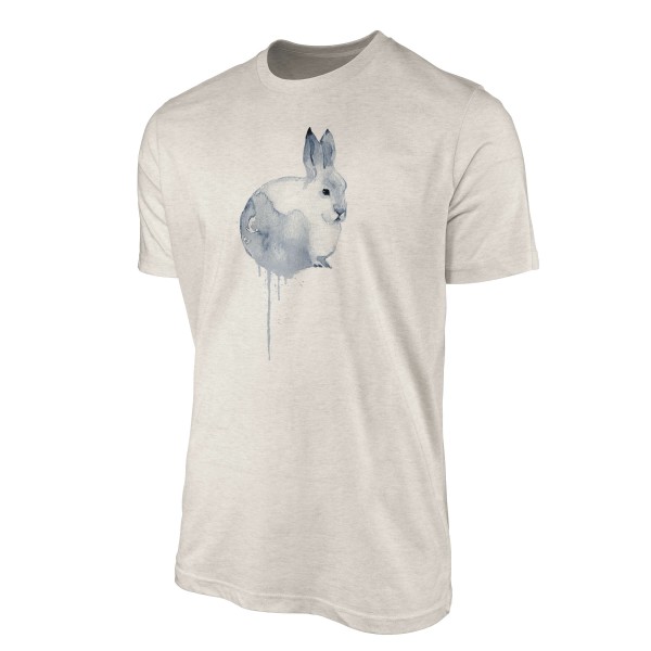 Paul Sinus Art Herren Shirt 100% gekämmte Bio-Baumwolle T-Shirt Aquarell Schneehase Motiv Nachhaltig Ökomode aus e Nur noch ein Tag übrig
