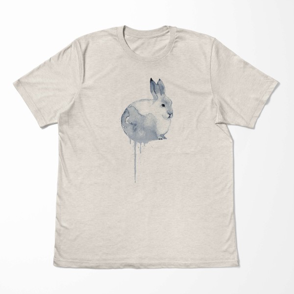 Paul Sinus Art Herren Shirt 100% gekämmte Bio-Baumwolle T-Shirt Aquarell Schneehase Motiv Nachhaltig Ökomode aus e Nur noch ein Tag übrig