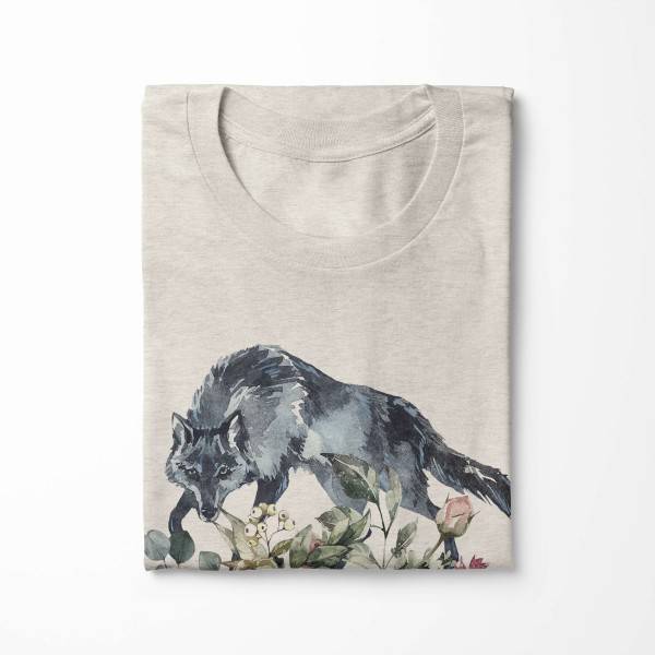 Paul Sinus Art Herren Shirt 100% gekämmte Bio-Baumwolle T-Shirt Aquarell Wolf Motiv Nachhaltig Ökomode aus erneuer Super Rabatt