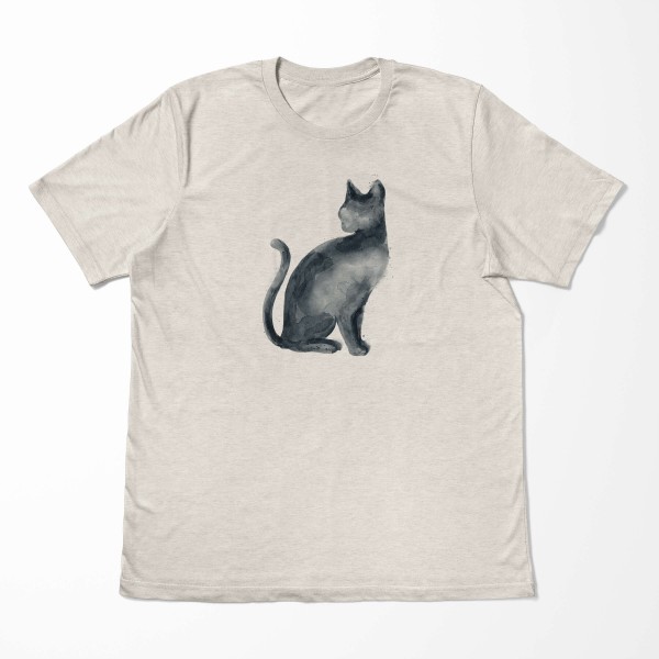 Paul Sinus Art Herren Shirt 100% gekämmte Bio-Baumwolle T-Shirt Aquarell Katze Motiv Nachhaltig Ökomode aus erneue Kostenloser Versand international
