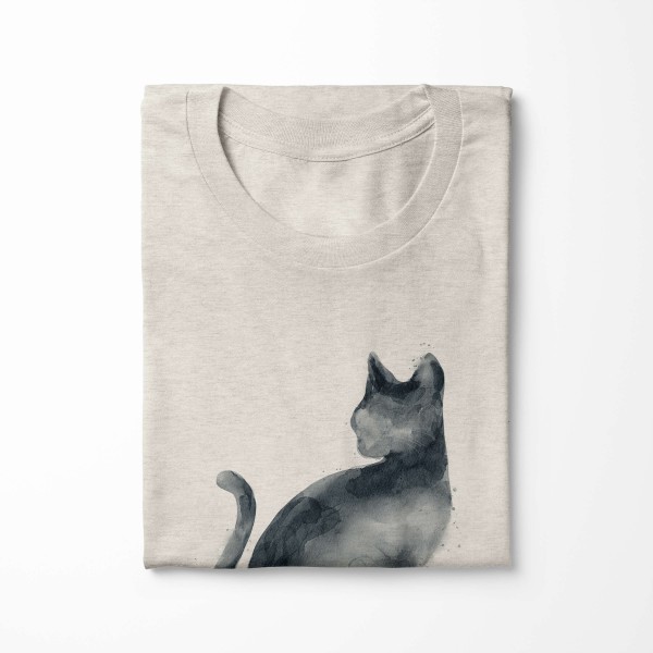 Paul Sinus Art Herren Shirt 100% gekämmte Bio-Baumwolle T-Shirt Aquarell Katze Motiv Nachhaltig Ökomode aus erneue Kostenloser Versand international