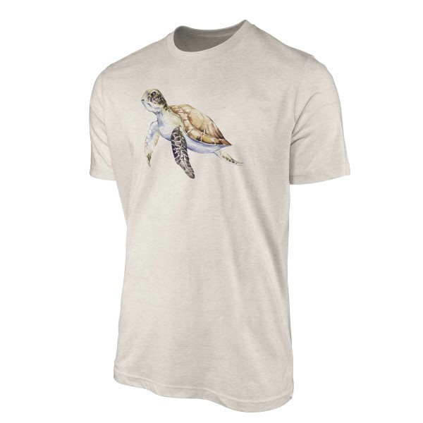 Paul Sinus Art Herren Shirt 100% gekämmte Bio-Baumwolle T-Shirt Meeresschildkröte Wasserfarben Motiv Nachhaltig Ök Begrenzt auf 3 Tage