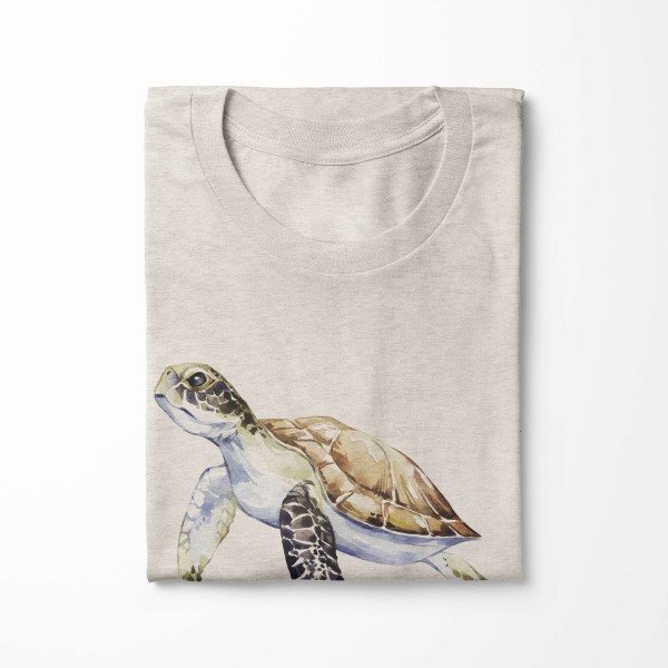 Paul Sinus Art Herren Shirt 100% gekämmte Bio-Baumwolle T-Shirt Meeresschildkröte Wasserfarben Motiv Nachhaltig Ök Begrenzt auf 3 Tage