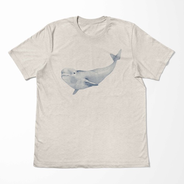 Paul Sinus Art Herren Shirt 100% gekämmte Bio-Baumwolle T-Shirt Beluga Weißwal Wasserfarben Motiv Nachhaltig Ökomo Speichern exportieren