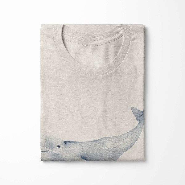 Paul Sinus Art Herren Shirt 100% gekämmte Bio-Baumwolle T-Shirt Beluga Weißwal Wasserfarben Motiv Nachhaltig Ökomo Speichern exportieren