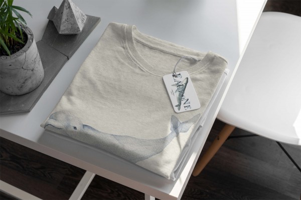 Paul Sinus Art Herren Shirt 100% gekämmte Bio-Baumwolle T-Shirt Beluga Weißwal Wasserfarben Motiv Nachhaltig Ökomo Speichern exportieren