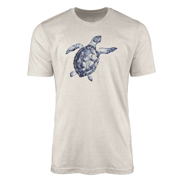 Paul Sinus Art Herren Shirt 100% gekämmte Bio-Baumwolle T-Shirt Seeschildkröte Wasserfarben Motiv Nachhaltig Ökomo