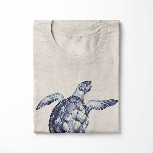 Paul Sinus Art Herren Shirt 100% gekämmte Bio-Baumwolle T-Shirt Seeschildkröte Wasserfarben Motiv Nachhaltig Ökomo Im Verkauf