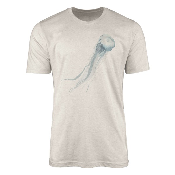 Paul Sinus Art Herren Shirt 100% gekämmte Bio-Baumwolle T-Shirt Qualle Wasserfarben Motiv Nachhaltig Ökomode aus e