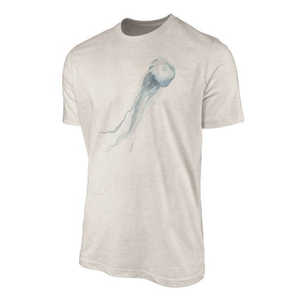 Paul Sinus Art Herren Shirt 100% gekämmte Bio-Baumwolle T-Shirt Qualle Wasserfarben Motiv Nachhaltig Ökomode aus e zollfrei