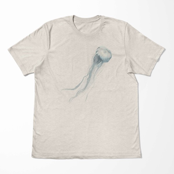 Paul Sinus Art Herren Shirt 100% gekämmte Bio-Baumwolle T-Shirt Qualle Wasserfarben Motiv Nachhaltig Ökomode aus e zollfrei