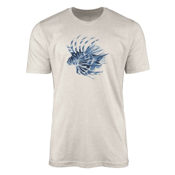 Paul Sinus Art Herren Shirt 100% gekämmte Bio-Baumwolle T-Shirt Stachelfisch Wasserfarben Motiv Nachhaltig Ökomode