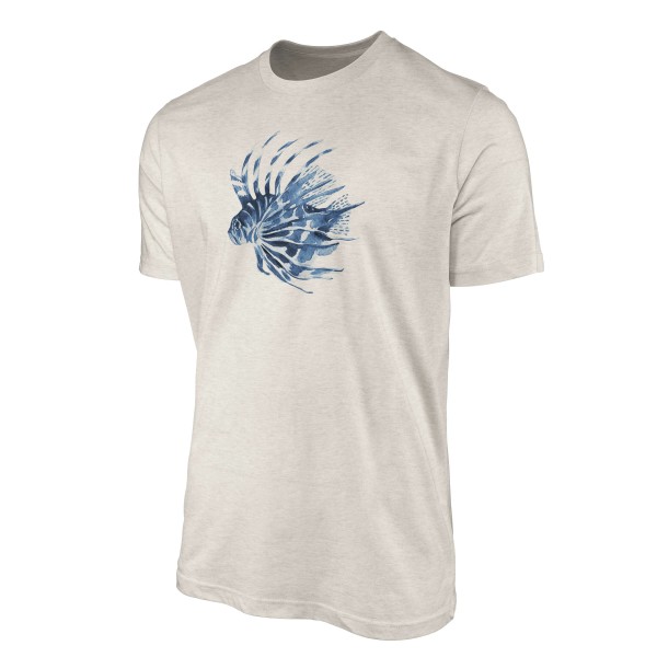 Paul Sinus Art Herren Shirt 100% gekämmte Bio-Baumwolle T-Shirt Stachelfisch Wasserfarben Motiv Nachhaltig Ökomode 50% Rabatt für begrenzte Zeit