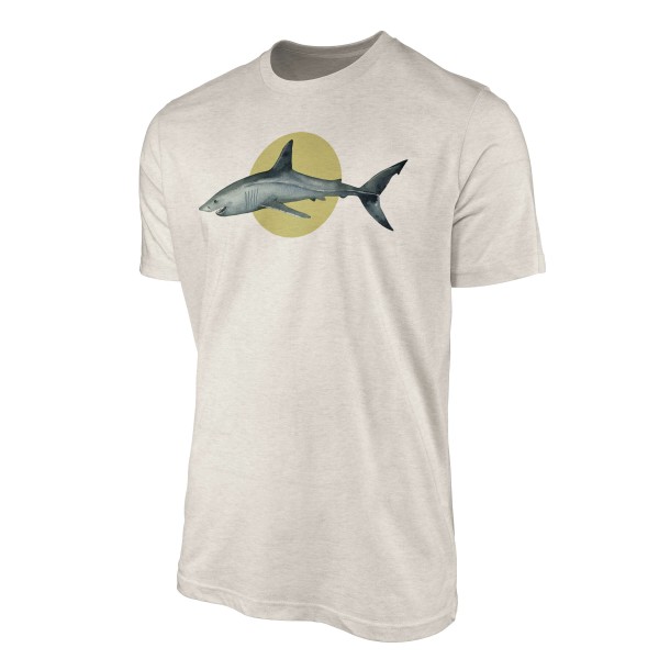 Paul Sinus Art Herren Shirt 100% gekämmte Bio-Baumwolle T-Shirt Hai Wasserfarben Motiv Nachhaltig Ökomode aus erne 2025