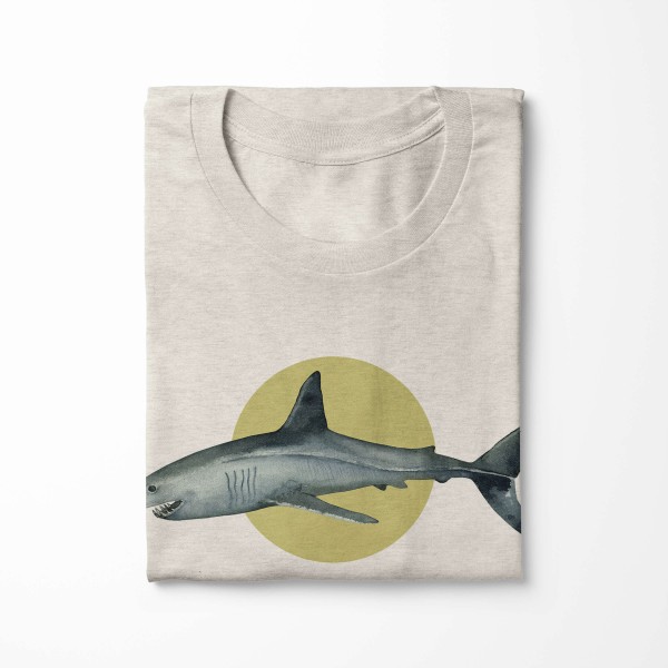 Paul Sinus Art Herren Shirt 100% gekämmte Bio-Baumwolle T-Shirt Hai Wasserfarben Motiv Nachhaltig Ökomode aus erne 2025