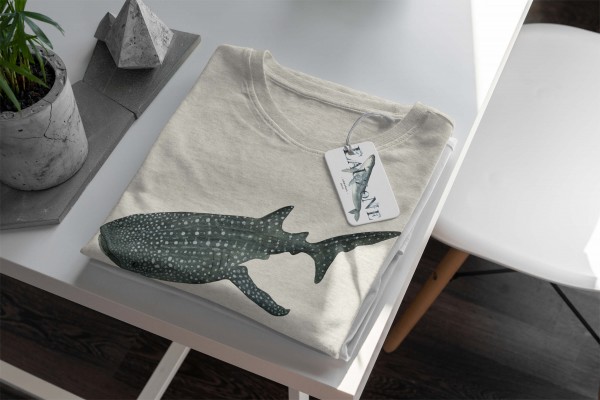 Paul Sinus Art Herren Shirt 100% gekämmte Bio-Baumwolle T-Shirt Walhai Wasserfarben Motiv Nachhaltig Ökomode aus e Online