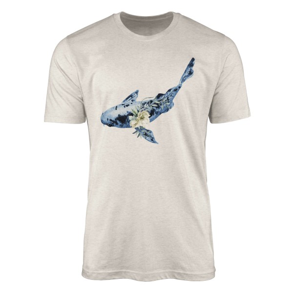 Paul Sinus Art Herren Shirt 100% gekämmte Bio-Baumwolle T-Shirt Koi Blume Wasserfarben Motiv Nachhaltig Ökomode au Outlet