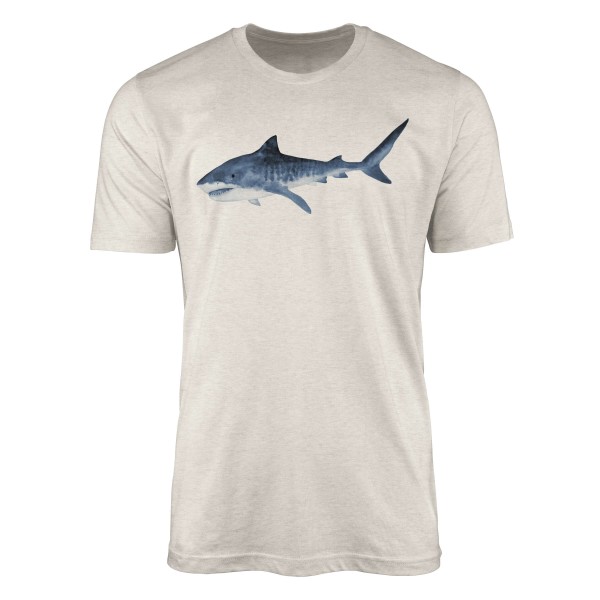 Paul Sinus Art Herren Shirt 100% gekämmte Bio-Baumwolle T-Shirt Hai Wasserfarben Motiv Nachhaltig Ökomode aus erne Angebote