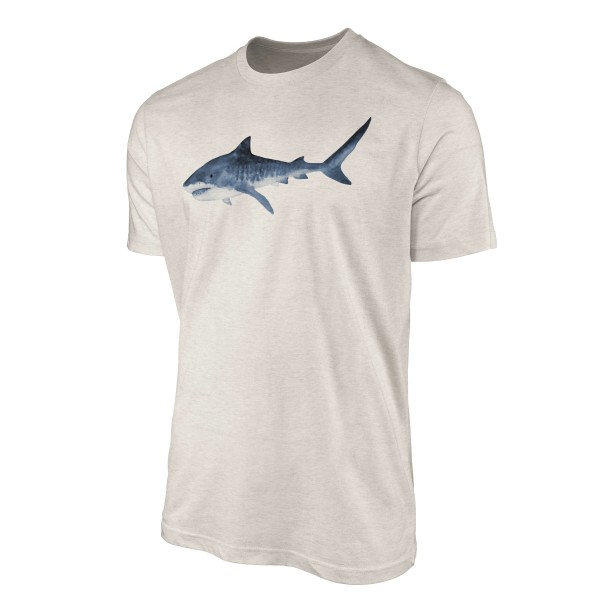 Paul Sinus Art Herren Shirt 100% gekämmte Bio-Baumwolle T-Shirt Hai Wasserfarben Motiv Nachhaltig Ökomode aus erne Angebote