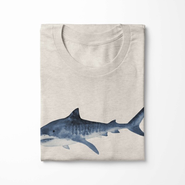 Paul Sinus Art Herren Shirt 100% gekämmte Bio-Baumwolle T-Shirt Hai Wasserfarben Motiv Nachhaltig Ökomode aus erne Angebote