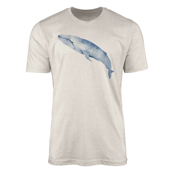 Paul Sinus Art Herren Shirt 100% gekämmte Bio-Baumwolle T-Shirt Blauwal Wasserfarben Motiv Nachhaltig Ökomode aus Hotsell
