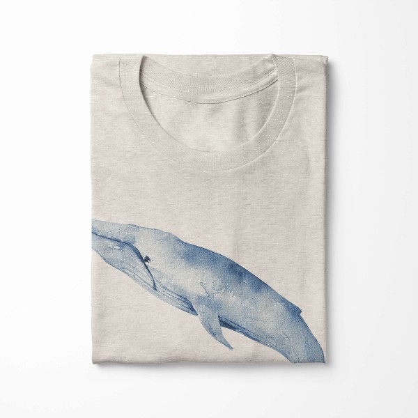 Paul Sinus Art Herren Shirt 100% gekämmte Bio-Baumwolle T-Shirt Blauwal Wasserfarben Motiv Nachhaltig Ökomode aus Hotsell